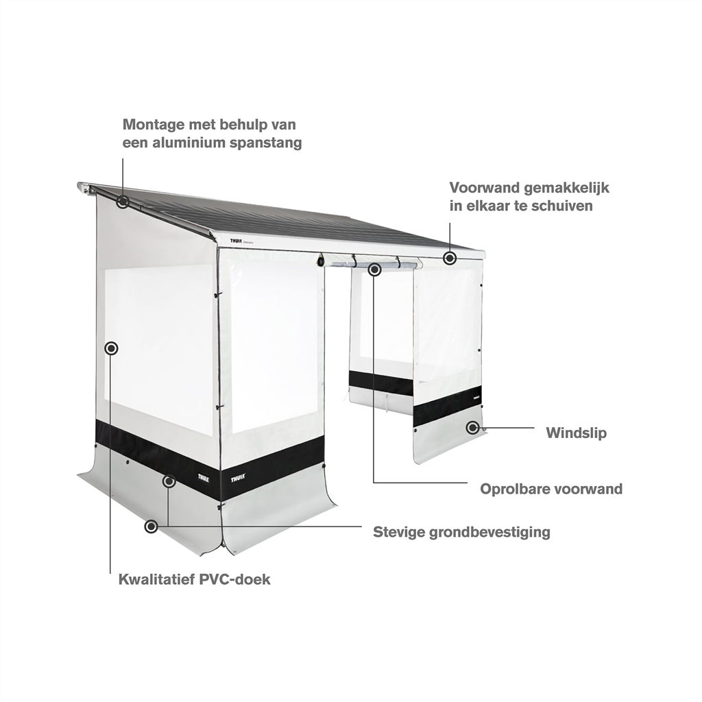 your GEAR Sun Rain Blocker 3,3 x 2 m - paroi frontale pour marquise, auvent protège du soleil, vent et pluie